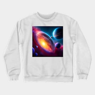 Colourful space scene with multiple planets May 4th 2022 Crewneck Sweatshirt